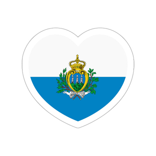 Heart Flag of San Marino pre-2011 - STICKER Vinyl Die-Cut Decal-White-The Sticker Space