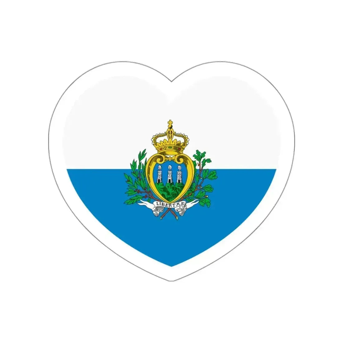 Heart Flag of San Marino pre-2011 - STICKER Vinyl Die-Cut Decal White Die-Cut 3 Inch - The Sticker Space