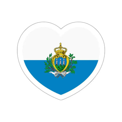 Heart Flag of San Marino pre-2011 - STICKER Vinyl Die-Cut Decal White Die-Cut 3 Inch - The Sticker Space