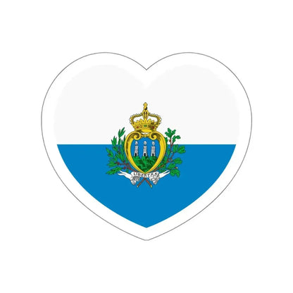 Heart Flag of San Marino pre-2011 - STICKER Vinyl Die-Cut Decal White Die-Cut 4 Inch - The Sticker Space
