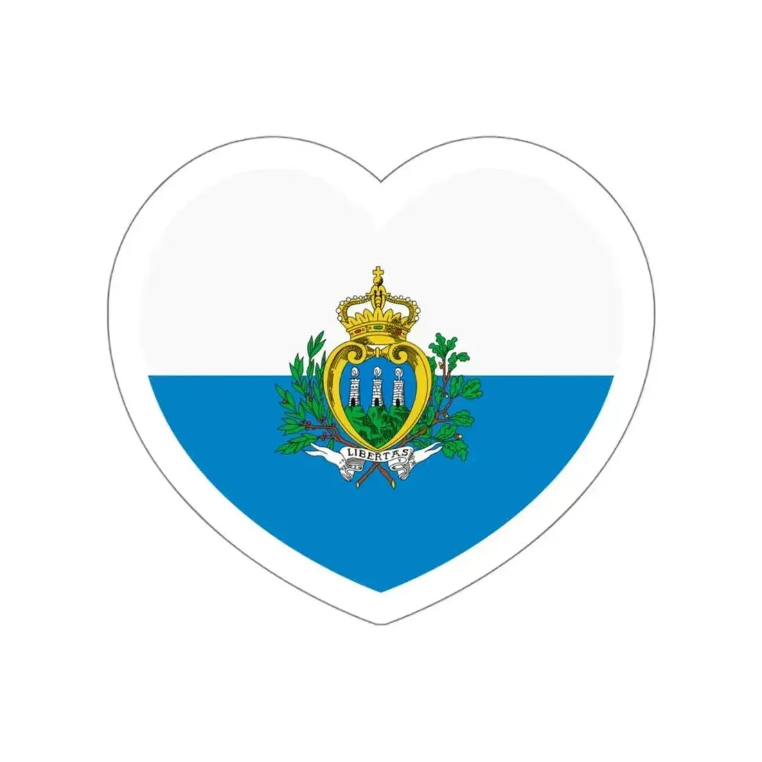 Heart Flag of San Marino pre-2011 - STICKER Vinyl Die-Cut Decal White Die-Cut 6 Inch - The Sticker Space