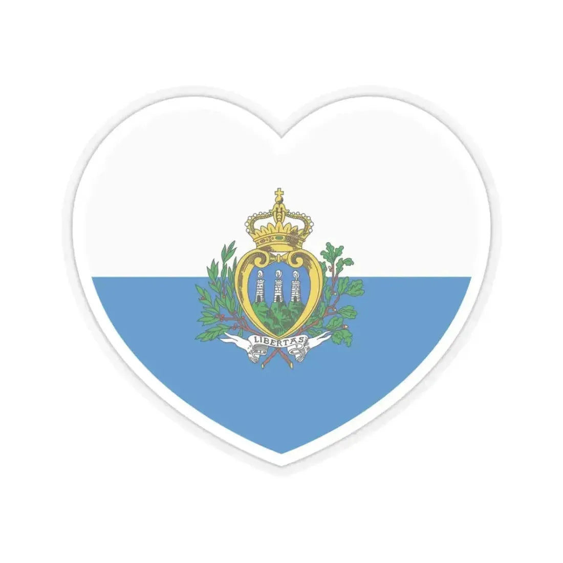 Heart Flag of San Marino pre-2011 - STICKER Vinyl Kiss-Cut Decal 3 Inch Transparent - The Sticker Space
