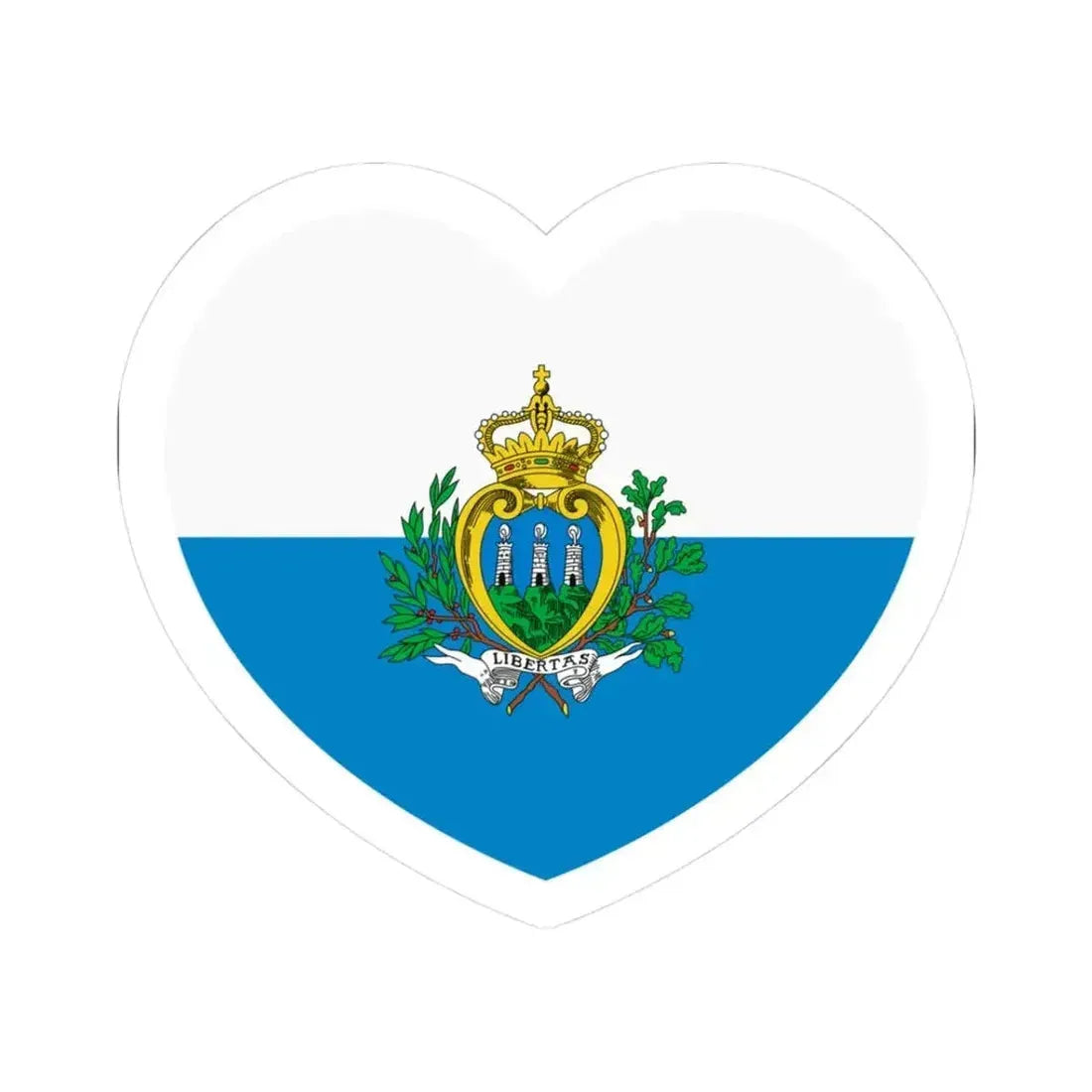 Heart Flag of San Marino pre-2011 - STICKER Vinyl Kiss-Cut Decal 3 Inch White - The Sticker Space