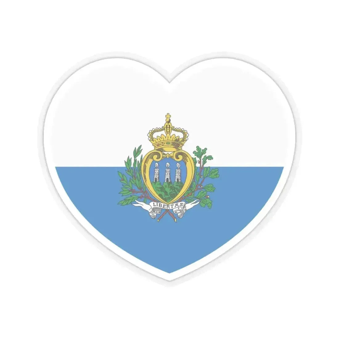 Heart Flag of San Marino pre-2011 - STICKER Vinyl Kiss-Cut Decal 4 Inch Transparent - The Sticker Space