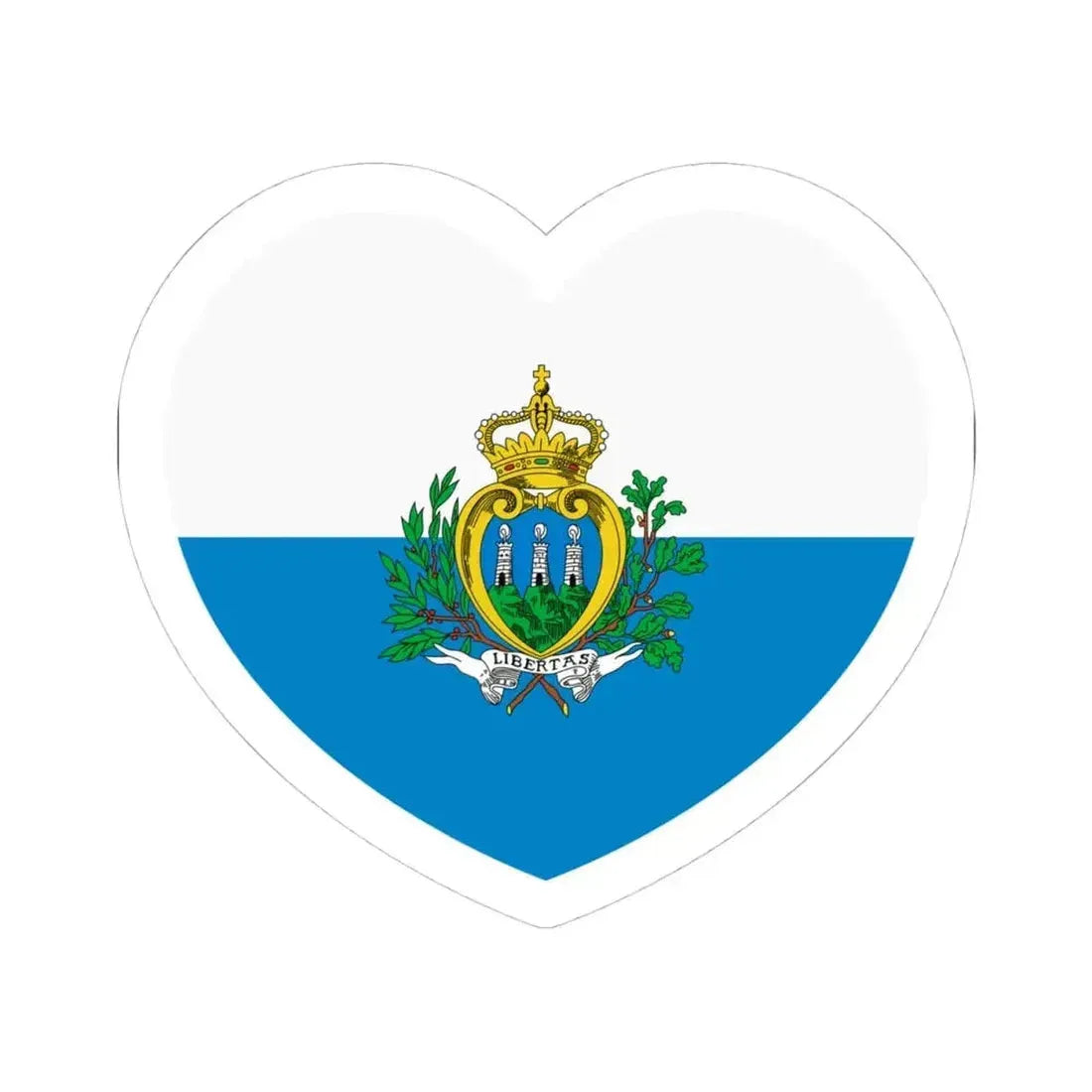 Heart Flag of San Marino pre-2011 - STICKER Vinyl Kiss-Cut Decal 4 Inch White - The Sticker Space
