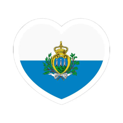Heart Flag of San Marino pre-2011 - STICKER Vinyl Kiss-Cut Decal 4 Inch White - The Sticker Space