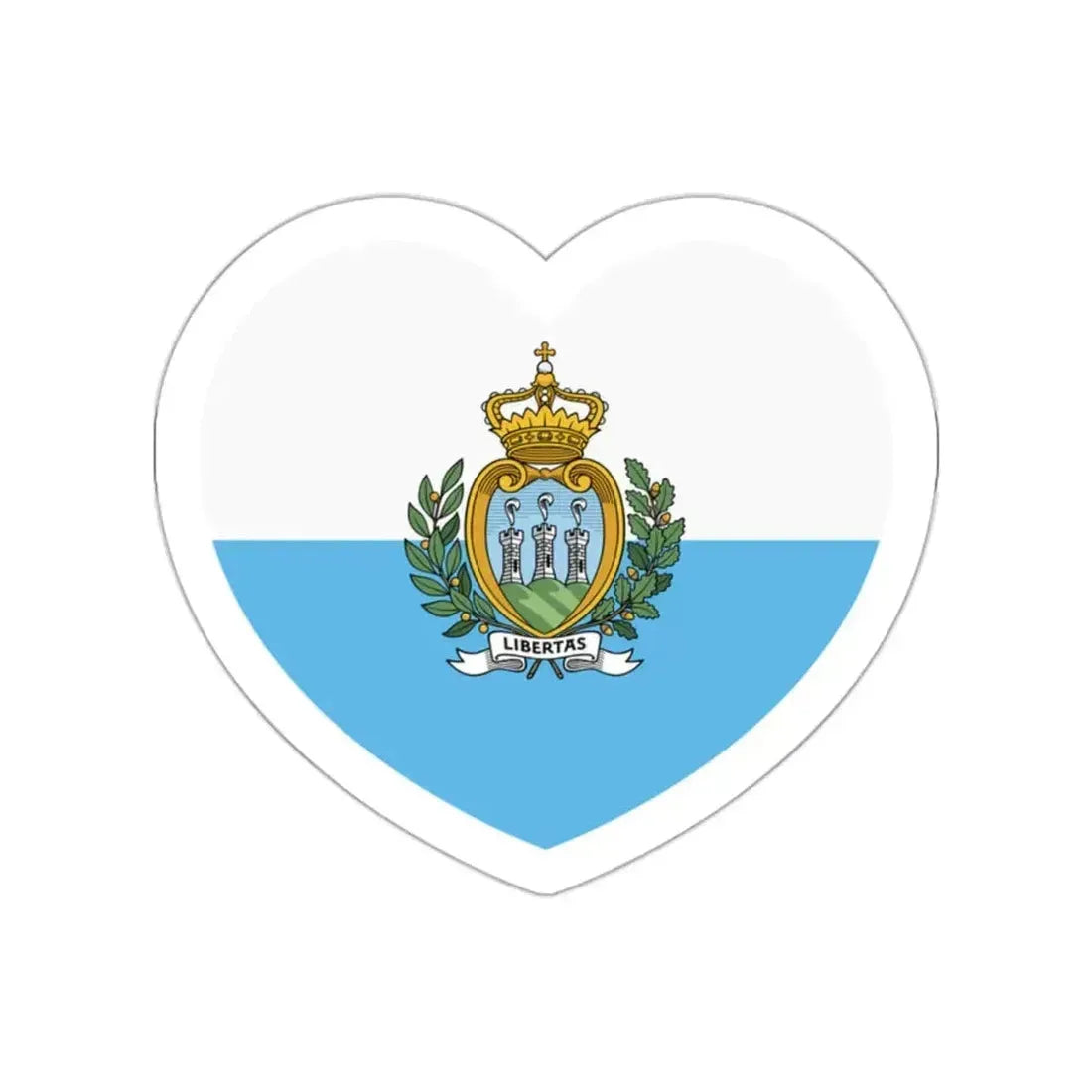 Heart Flag of San Marino - STICKER Vinyl Die-Cut Decal White Die-Cut 2 Inch - The Sticker Space