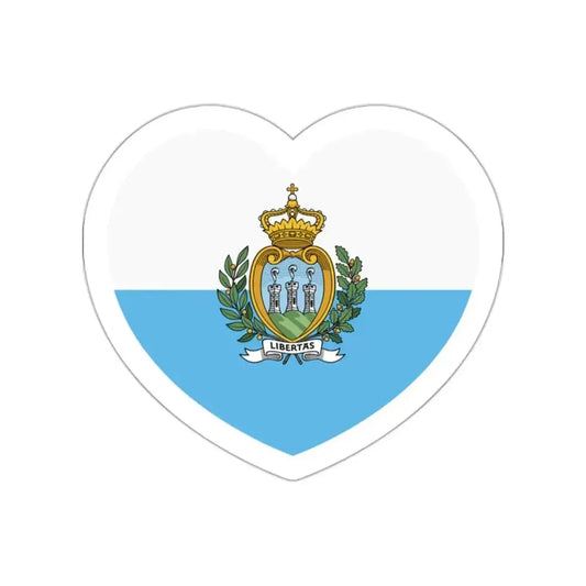 Heart Flag of San Marino - STICKER Vinyl Die-Cut Decal White Die-Cut 2 Inch - The Sticker Space