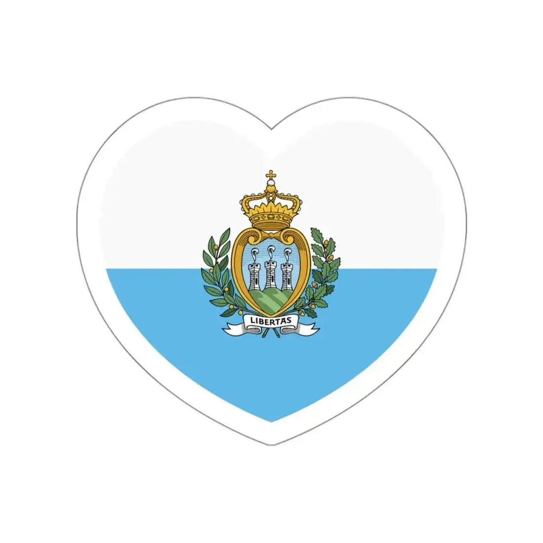 Heart Flag of San Marino - STICKER Vinyl Die-Cut Decal White Die-Cut 3 Inch - The Sticker Space