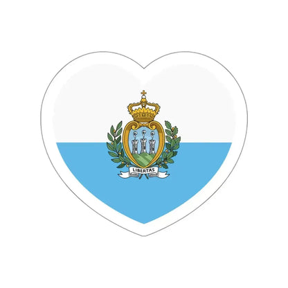 Heart Flag of San Marino - STICKER Vinyl Die-Cut Decal White Die-Cut 3 Inch - The Sticker Space