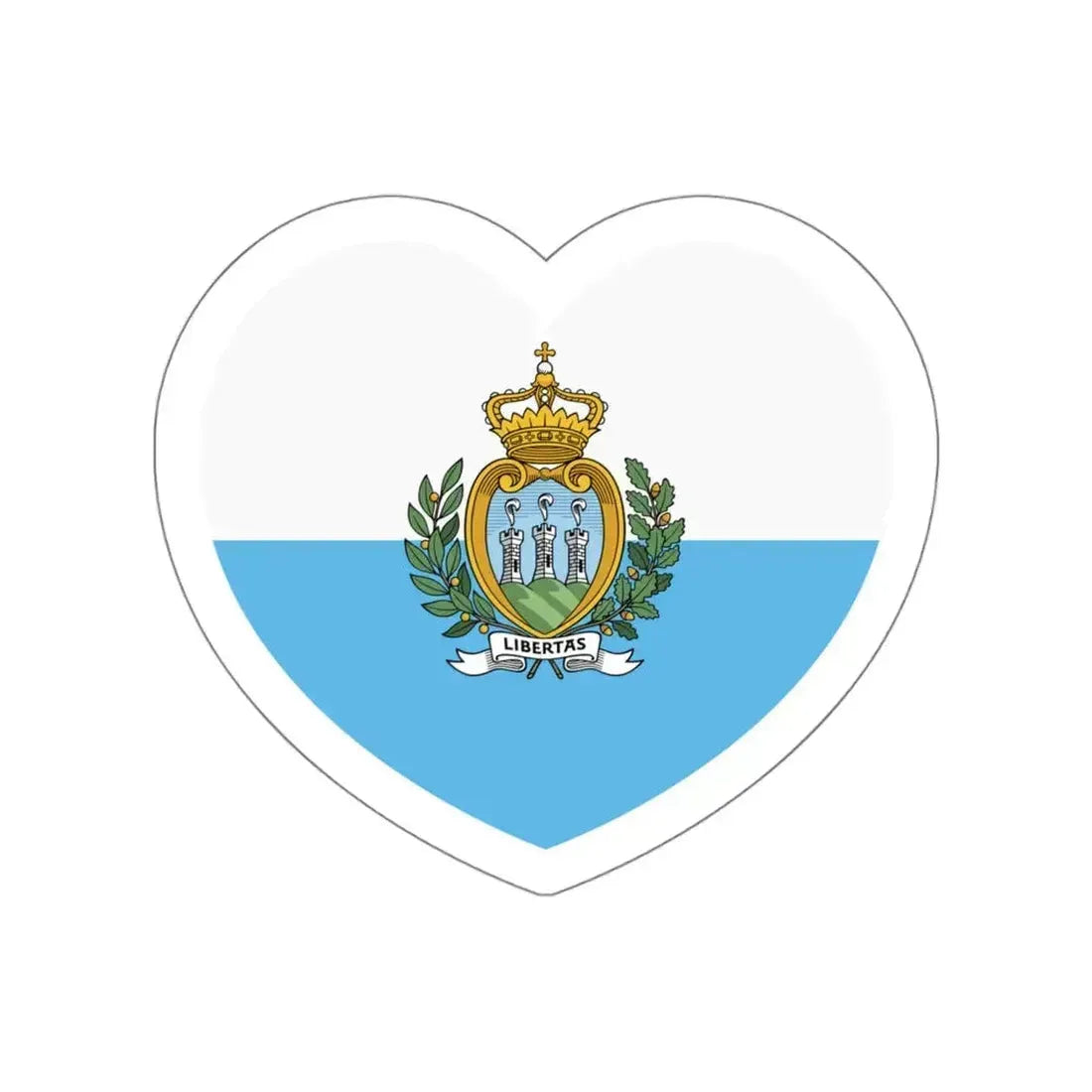 Heart Flag of San Marino - STICKER Vinyl Die-Cut Decal White Die-Cut 5 Inch - The Sticker Space