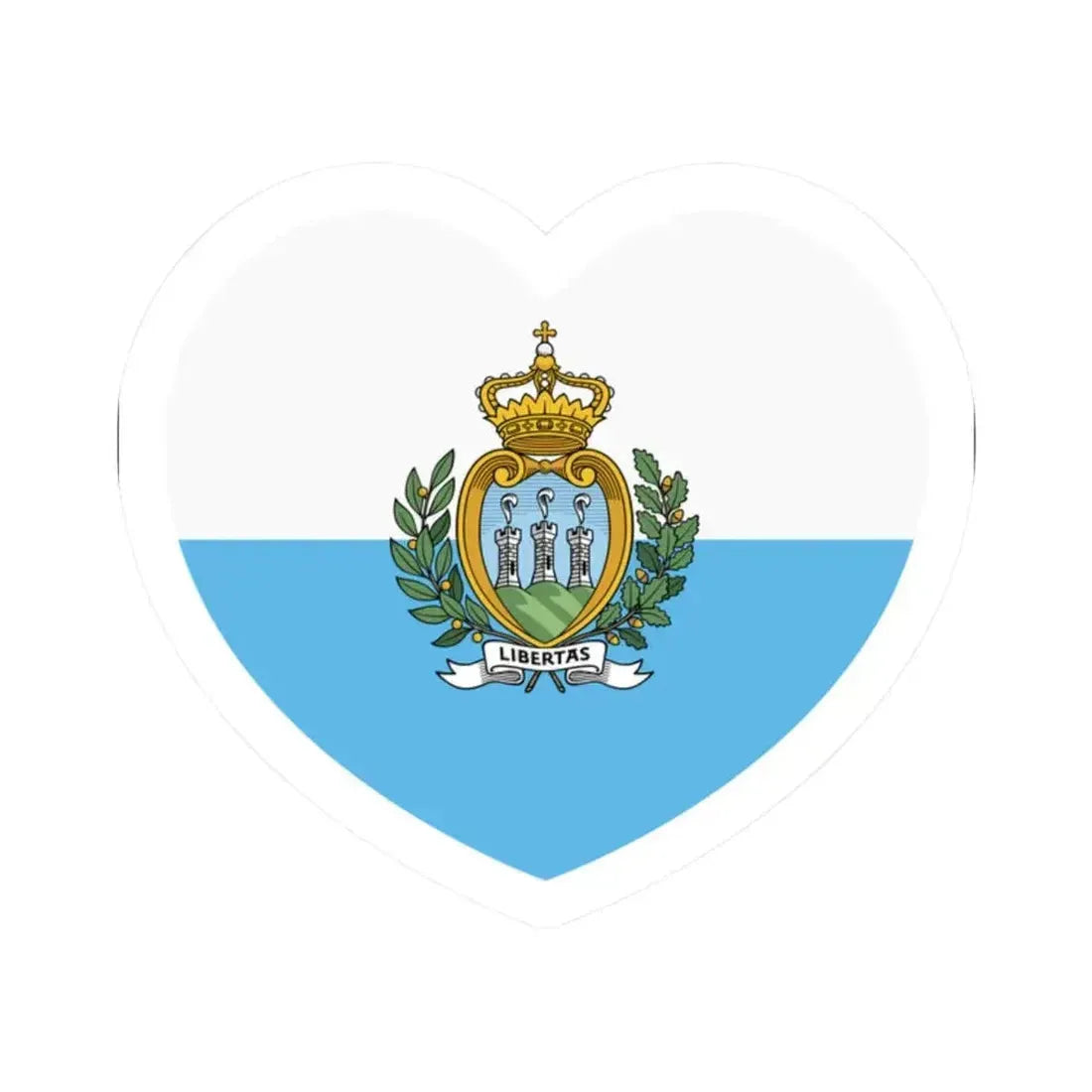 Heart Flag of San Marino - STICKER Vinyl Kiss-Cut Decal 2 Inch White - The Sticker Space