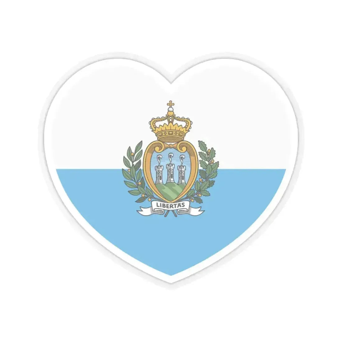 Heart Flag of San Marino - STICKER Vinyl Kiss-Cut Decal 3 Inch Transparent - The Sticker Space