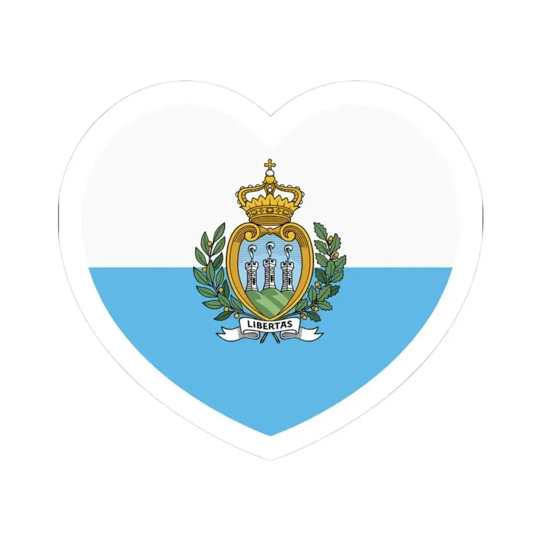 Heart Flag of San Marino - STICKER Vinyl Kiss-Cut Decal 3 Inch White - The Sticker Space