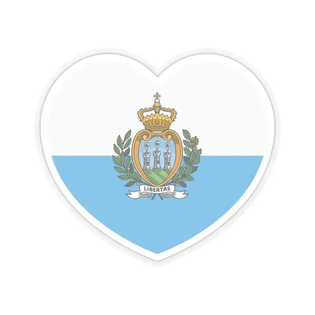 Heart Flag of San Marino - STICKER Vinyl Kiss-Cut Decal 4 Inch Transparent - The Sticker Space