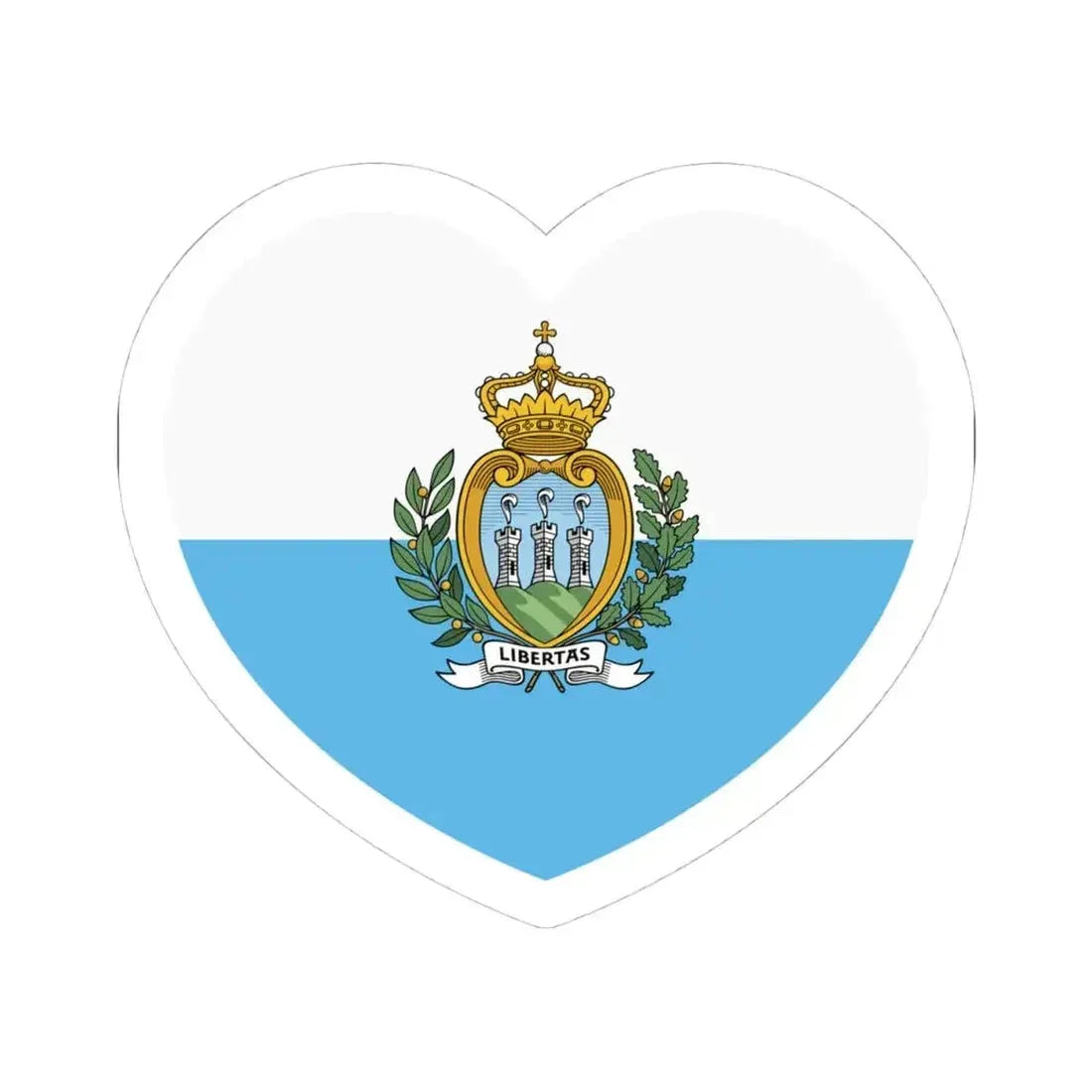Heart Flag of San Marino - STICKER Vinyl Kiss-Cut Decal 4 Inch White - The Sticker Space