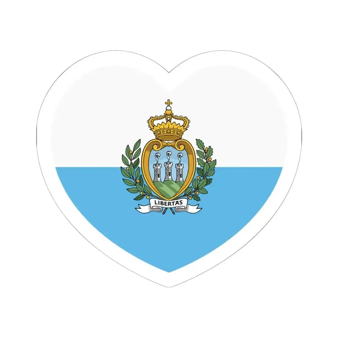 Heart Flag of San Marino - STICKER Vinyl Kiss-Cut Decal 6 Inch White - The Sticker Space
