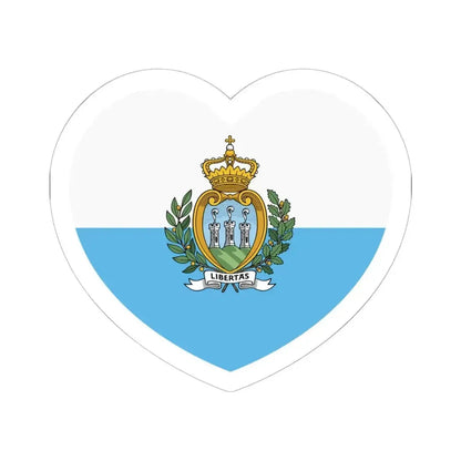 Heart Flag of San Marino - STICKER Vinyl Kiss-Cut Decal 6 Inch White - The Sticker Space