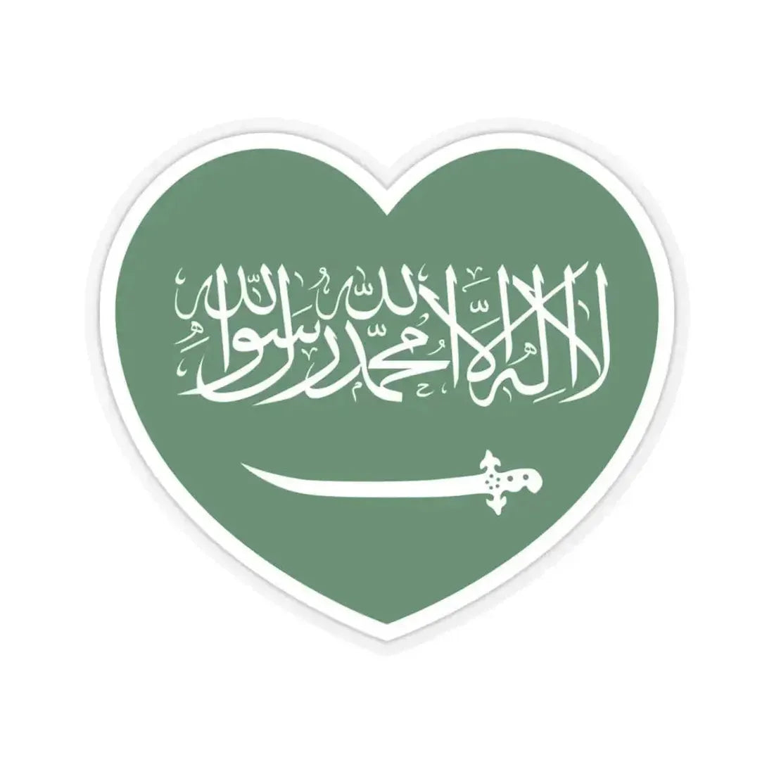 Heart Flag of Saudi Arabia 1938-1973 - STICKER Vinyl Kiss-Cut Decal 3 Inch Transparent - The Sticker Space