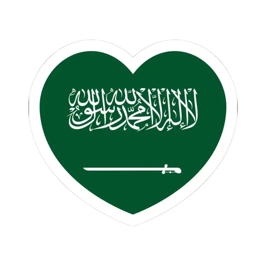 Heart Flag of Saudi Arabia - STICKER Vinyl Kiss-Cut Decal 3 Inch White - The Sticker Space