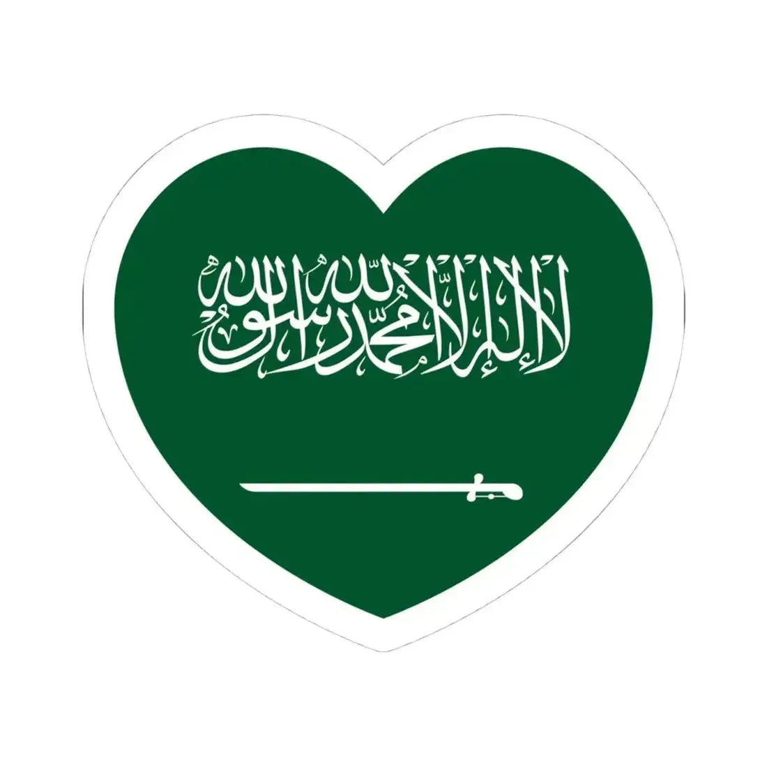 Heart Flag of Saudi Arabia - STICKER Vinyl Kiss-Cut Decal 4 Inch White - The Sticker Space