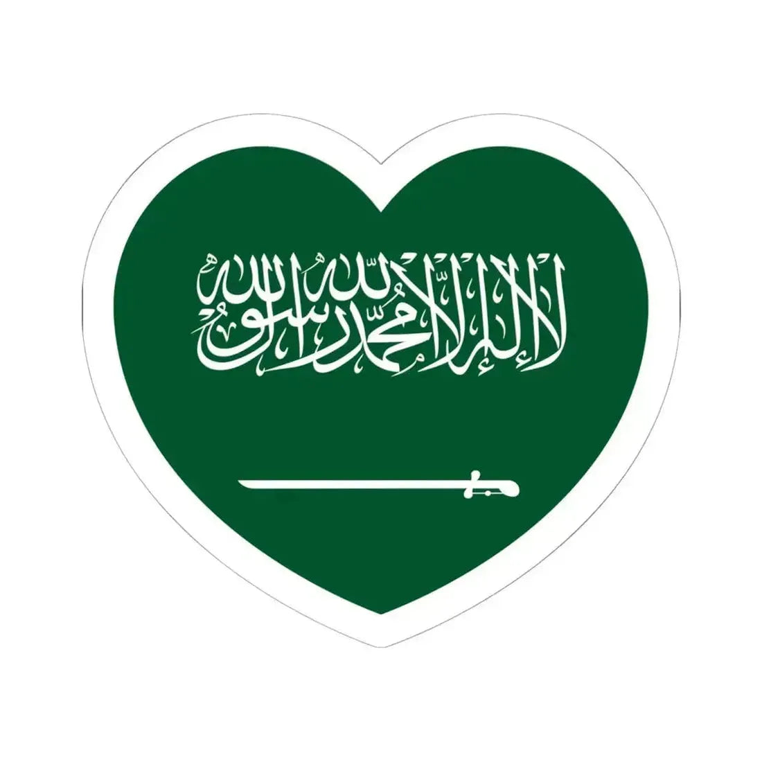 Heart Flag of Saudi Arabia - STICKER Vinyl Kiss-Cut Decal 6 Inch White - The Sticker Space