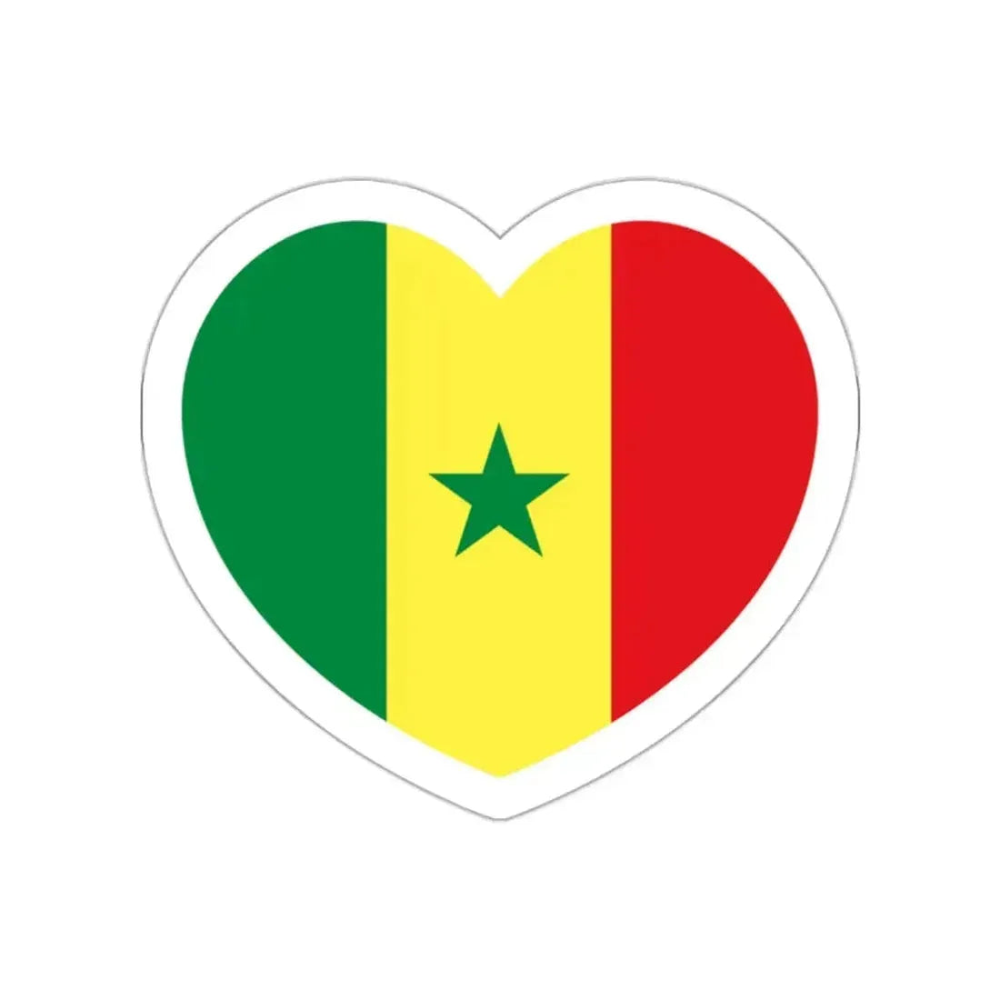 Heart Flag of Senegal - STICKER Vinyl Die-Cut Decal White Die-Cut 2 Inch - The Sticker Space
