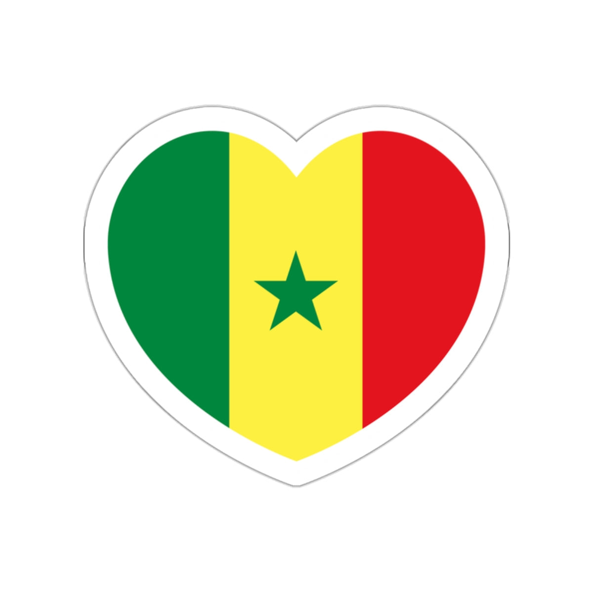 Heart Flag of Senegal - STICKER Vinyl Die-Cut Decal-White-The Sticker Space