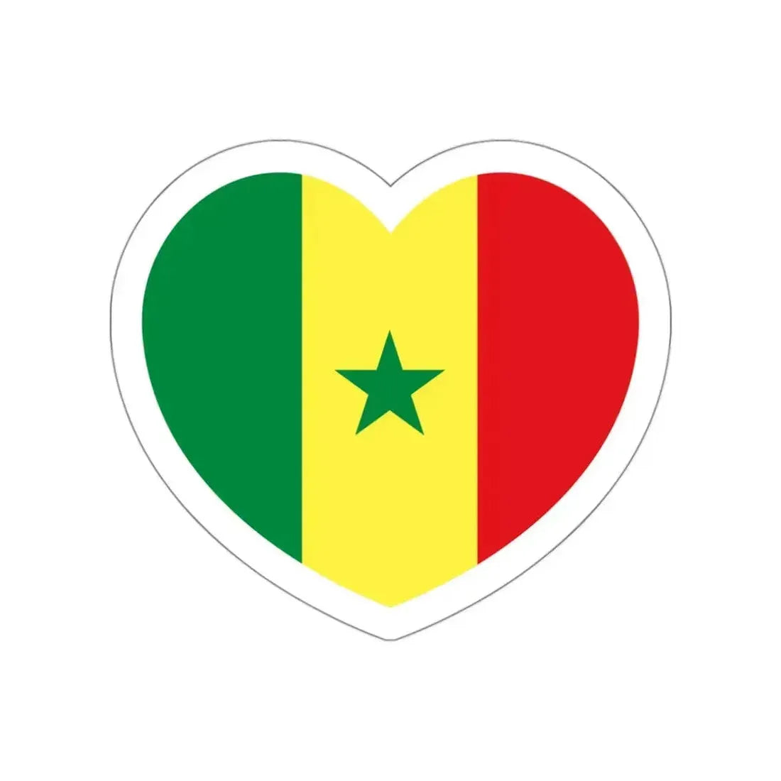 Heart Flag of Senegal - STICKER Vinyl Die-Cut Decal White Die-Cut 3 Inch - The Sticker Space