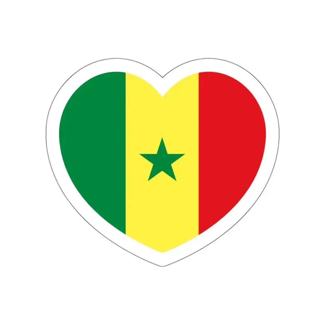 Heart Flag of Senegal - STICKER Vinyl Die-Cut Decal White Die-Cut 5 Inch - The Sticker Space