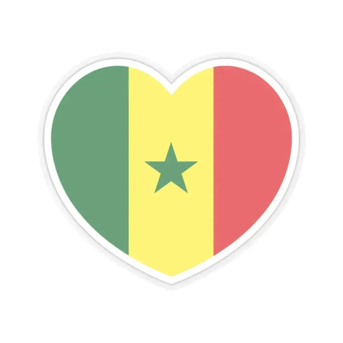 Heart Flag of Senegal - STICKER Vinyl Kiss-Cut Decal 2 Inch Transparent - The Sticker Space