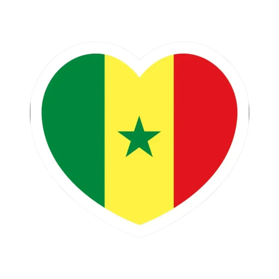Heart Flag of Senegal - STICKER Vinyl Kiss-Cut Decal 2 Inch White - The Sticker Space