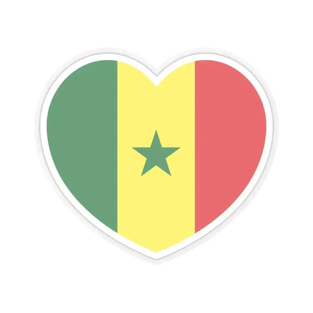 Heart Flag of Senegal - STICKER Vinyl Kiss-Cut Decal 3 Inch Transparent - The Sticker Space