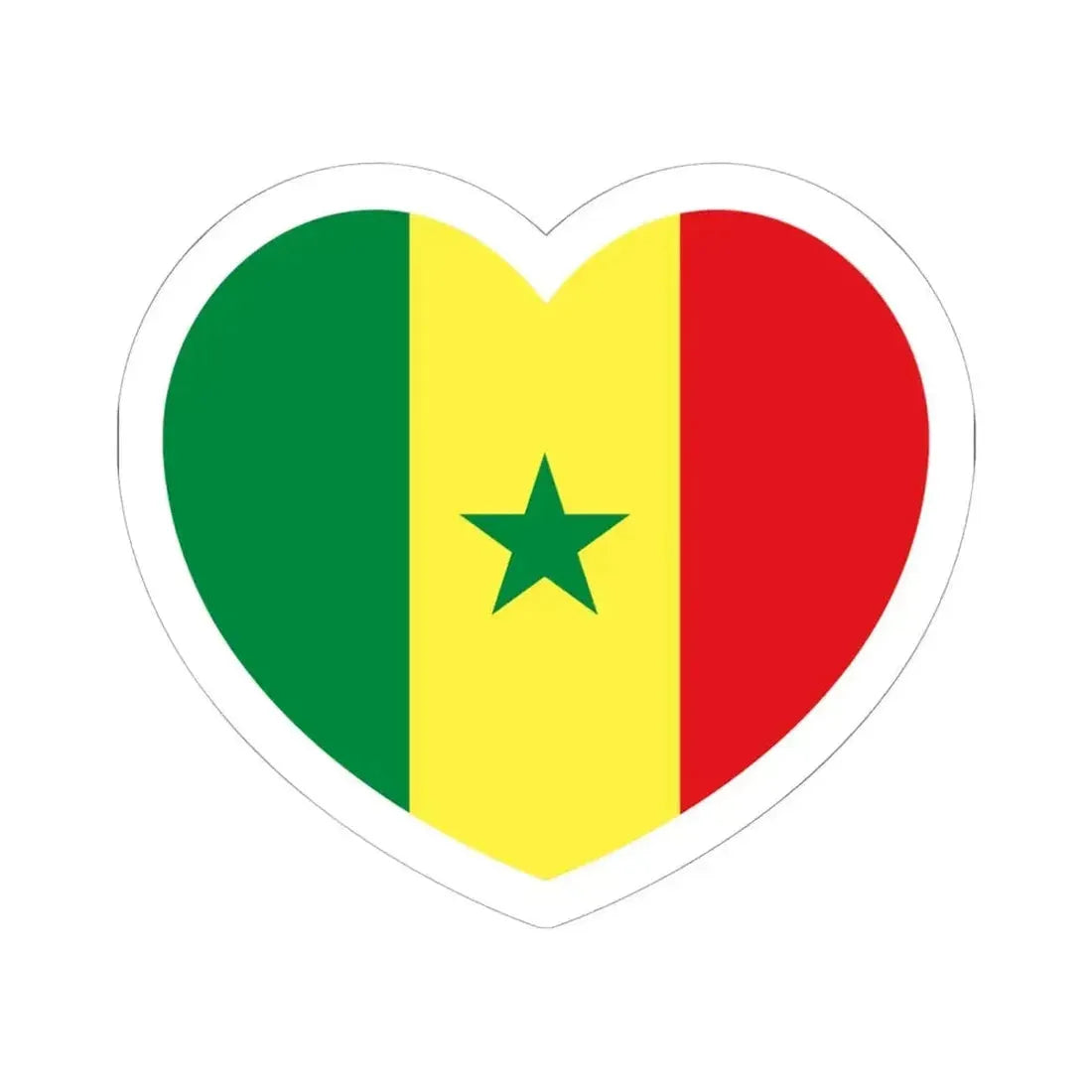 Heart Flag of Senegal - STICKER Vinyl Kiss-Cut Decal 6 Inch White - The Sticker Space