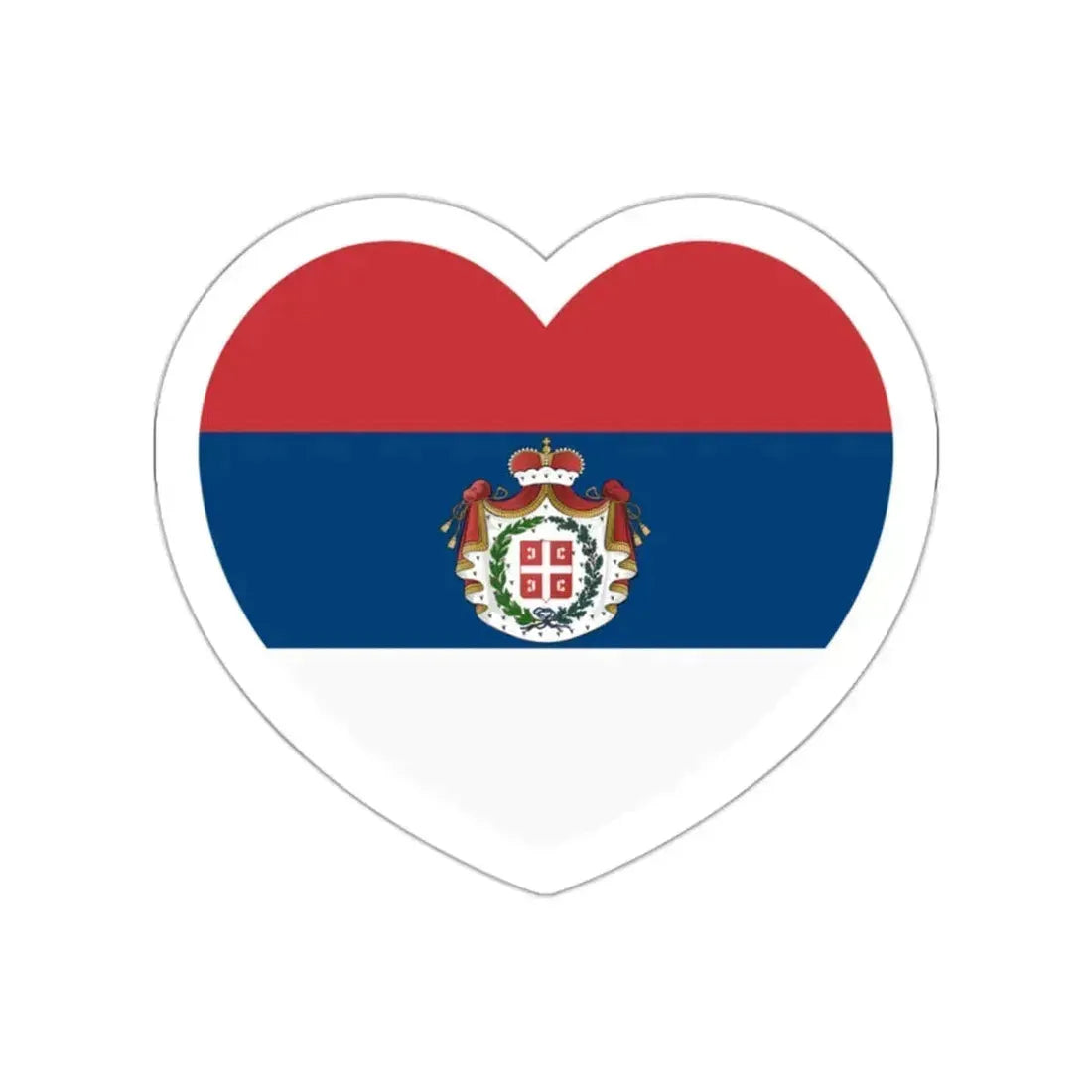 Heart Flag of Serbia 1835-1882 - STICKER Vinyl Die-Cut Decal White Die-Cut 2 Inch - The Sticker Space