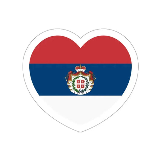 Heart Flag of Serbia 1835-1882 - STICKER Vinyl Die-Cut Decal White Die-Cut 2 Inch - The Sticker Space