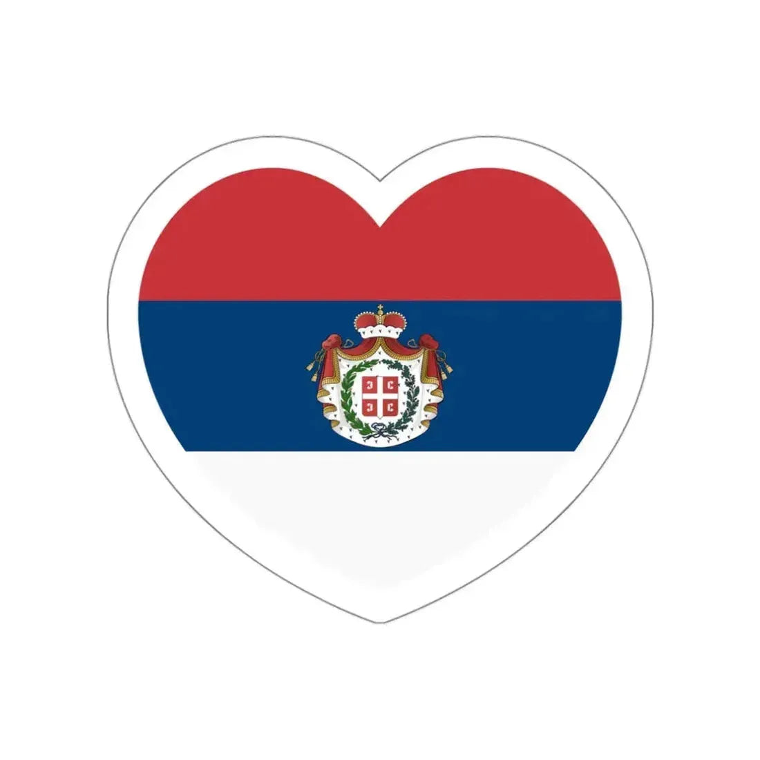 Heart Flag of Serbia 1835-1882 - STICKER Vinyl Die-Cut Decal White Die-Cut 3 Inch - The Sticker Space