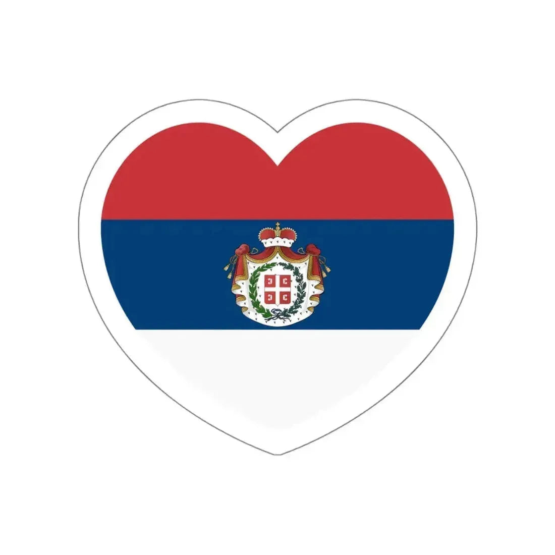 Heart Flag of Serbia 1835-1882 - STICKER Vinyl Die-Cut Decal White Die-Cut 4 Inch - The Sticker Space