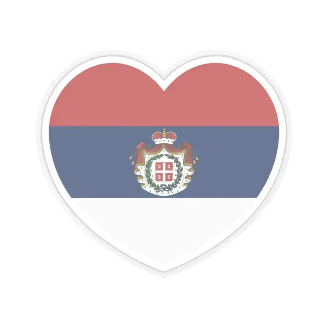 Heart Flag of Serbia 1835-1882 - STICKER Vinyl Kiss-Cut Decal 2 Inch Transparent - The Sticker Space