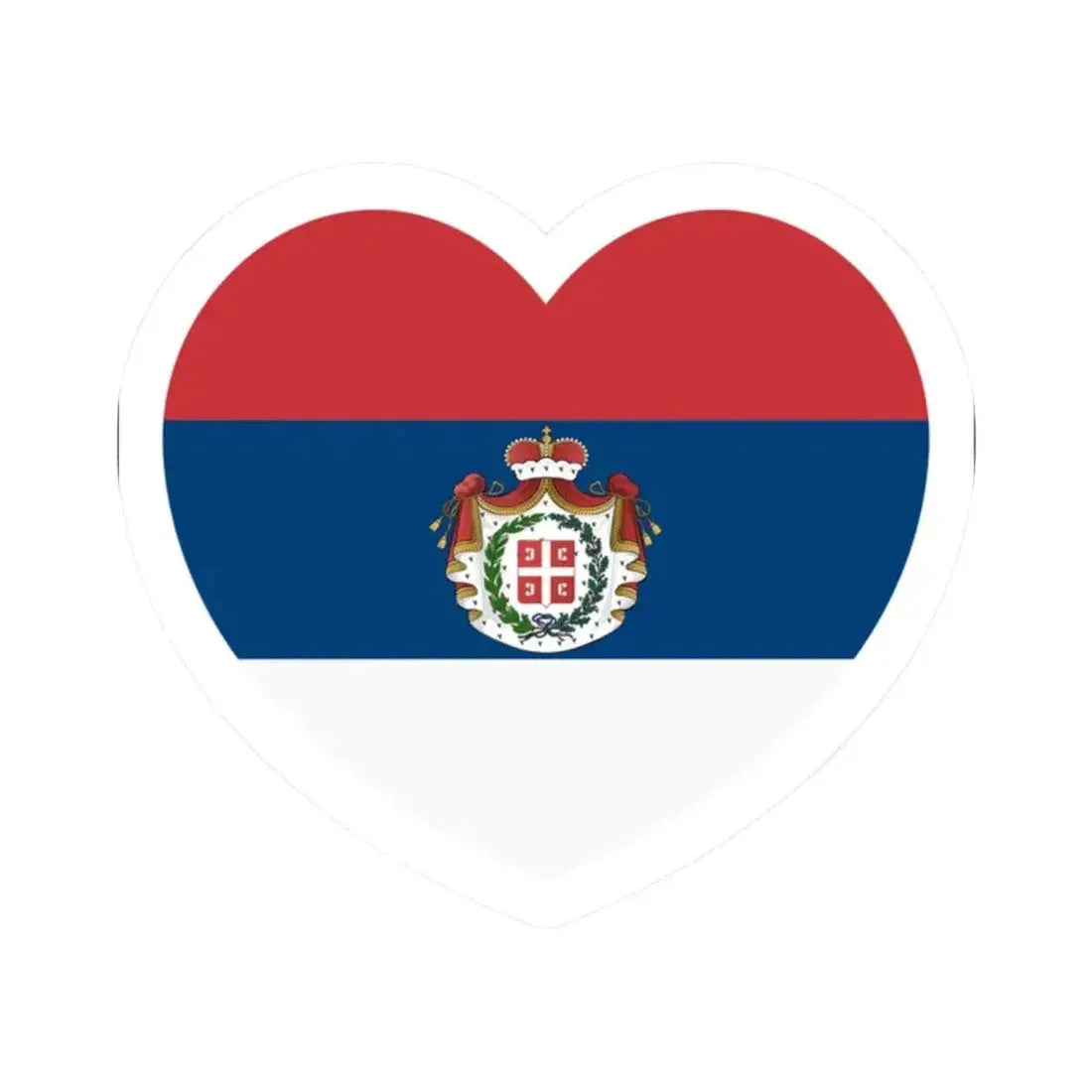 Heart Flag of Serbia 1835-1882 - STICKER Vinyl Kiss-Cut Decal 2 Inch White - The Sticker Space
