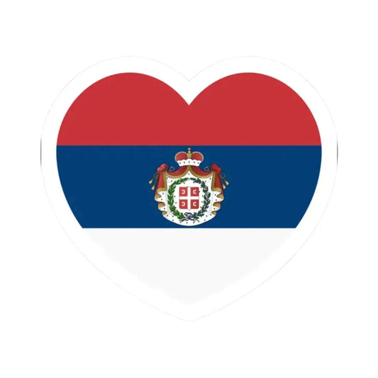 Heart Flag of Serbia 1835-1882 - STICKER Vinyl Kiss-Cut Decal 2 Inch White - The Sticker Space