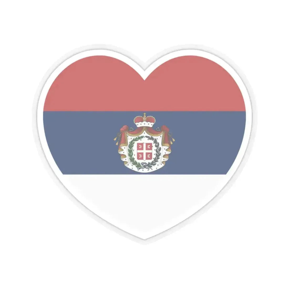 Heart Flag of Serbia 1835-1882 - STICKER Vinyl Kiss-Cut Decal 3 Inch Transparent - The Sticker Space