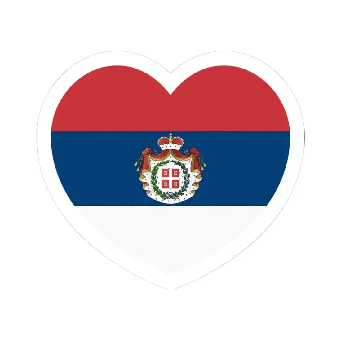 Heart Flag of Serbia 1835-1882 - STICKER Vinyl Kiss-Cut Decal 3 Inch White - The Sticker Space
