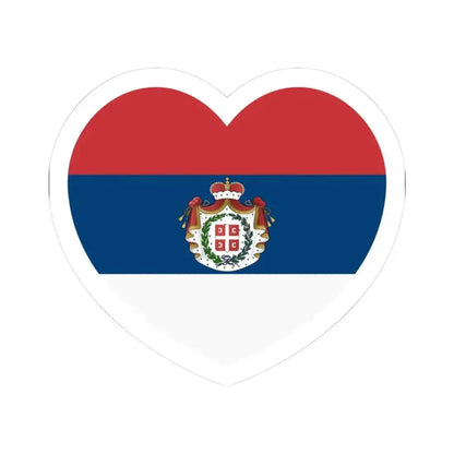 Heart Flag of Serbia 1835-1882 - STICKER Vinyl Kiss-Cut Decal 3 Inch White - The Sticker Space