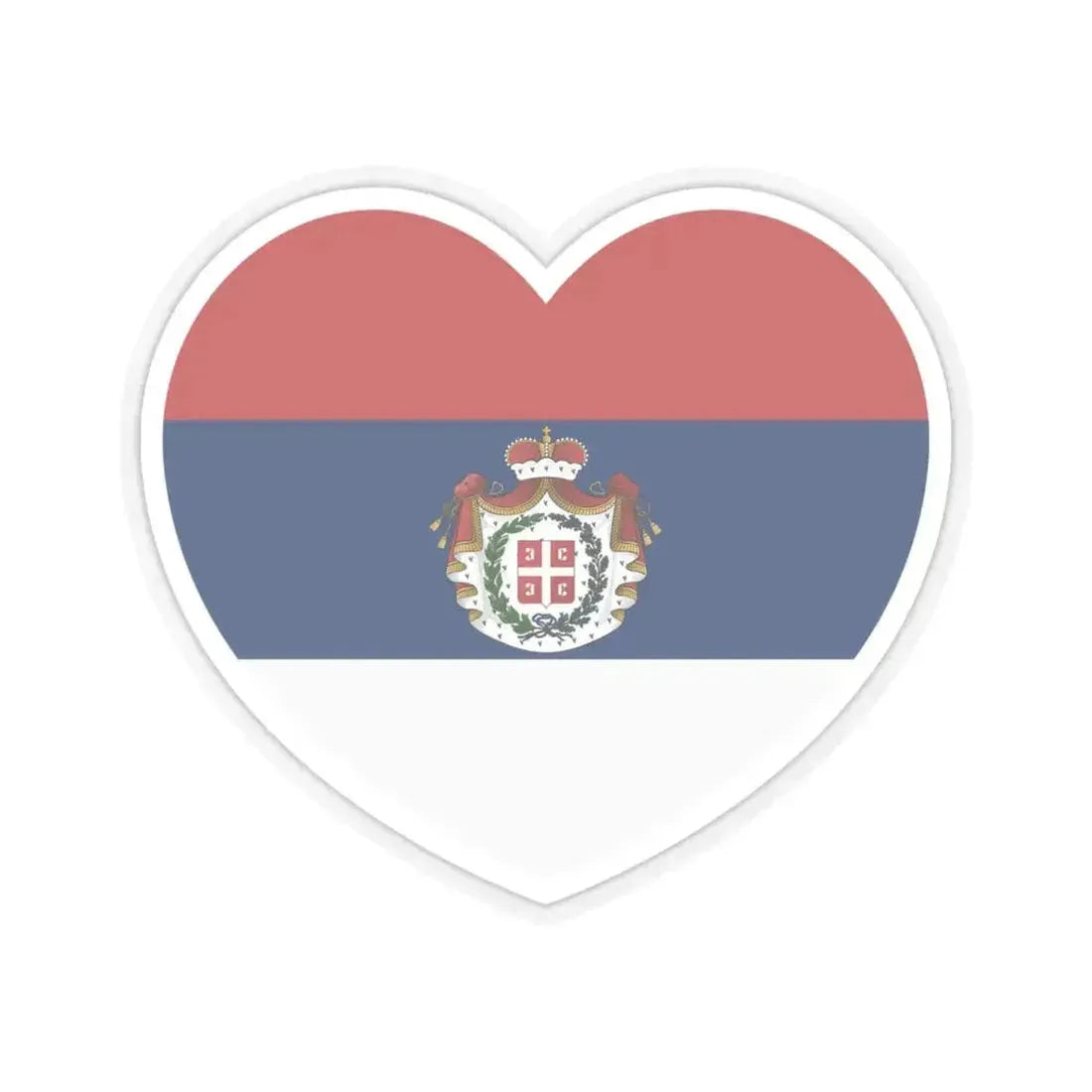 Heart Flag of Serbia 1835-1882 - STICKER Vinyl Kiss-Cut Decal 4 Inch Transparent - The Sticker Space