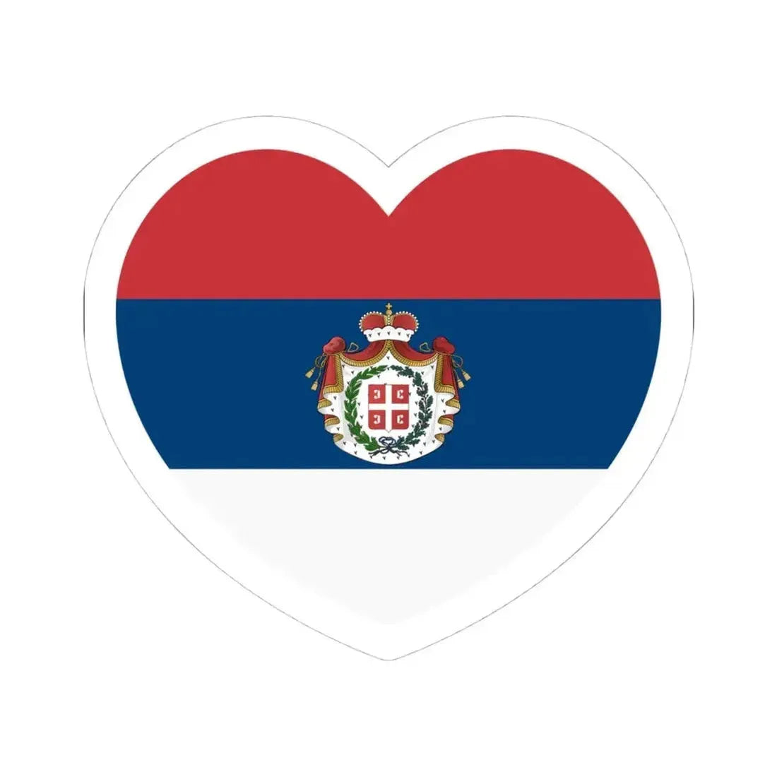 Heart Flag of Serbia 1835-1882 - STICKER Vinyl Kiss-Cut Decal 4 Inch White - The Sticker Space