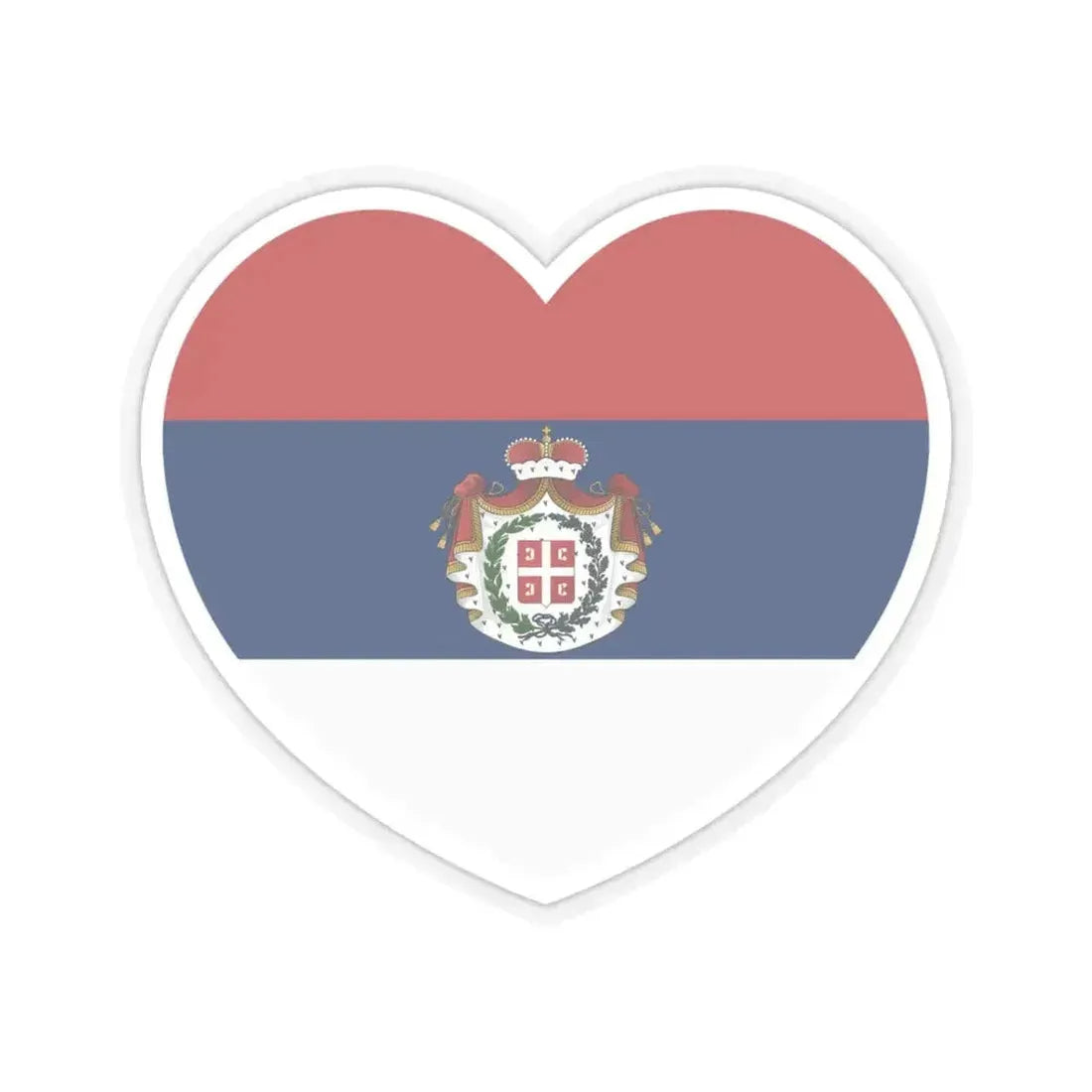Heart Flag of Serbia 1835-1882 - STICKER Vinyl Kiss-Cut Decal 6 Inch Transparent - The Sticker Space