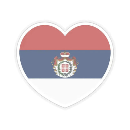 Heart Flag of Serbia 1835-1882 - STICKER Vinyl Kiss-Cut Decal 6 Inch Transparent - The Sticker Space