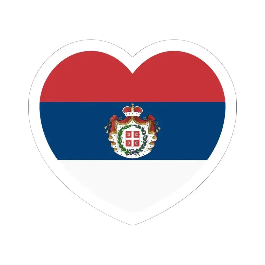 Heart Flag of Serbia 1835-1882 - STICKER Vinyl Kiss-Cut Decal 6 Inch White - The Sticker Space