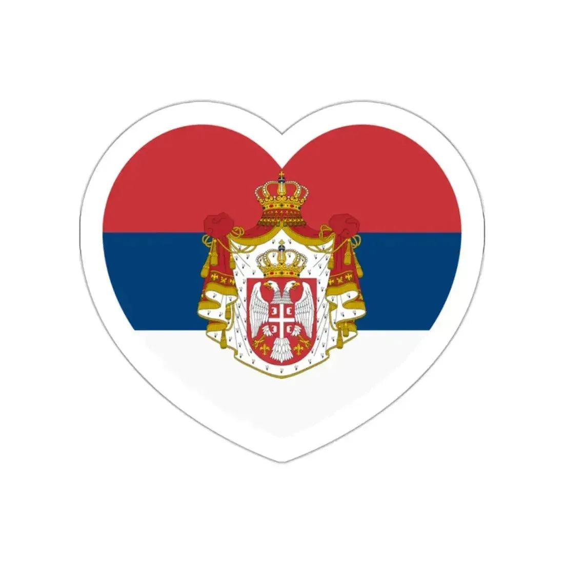 Heart Flag of Serbia 1882-1918 - STICKER Vinyl Die-Cut Decal White Die-Cut 2 Inch - The Sticker Space
